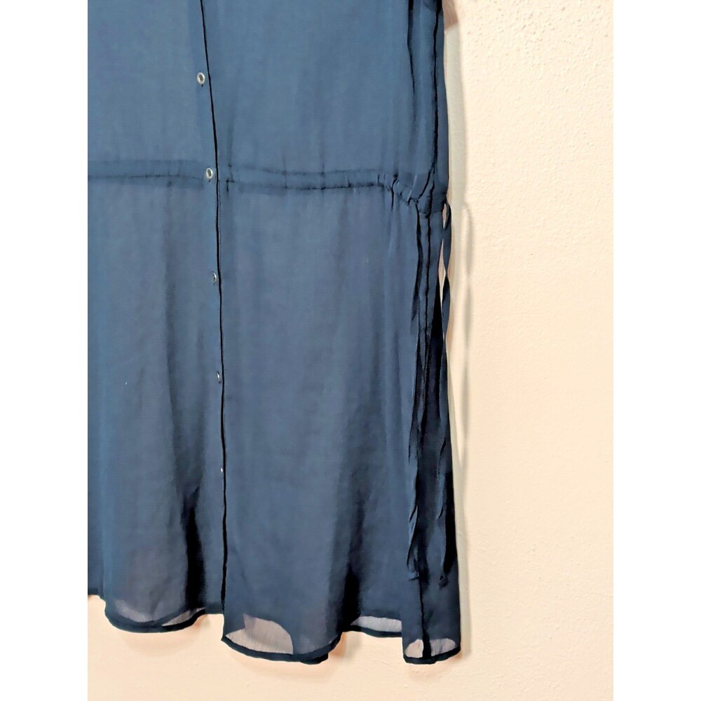 Women's Blue Sheer Beach Cover Up XS Lightweight Chiffon Swimsuit Wrap Vacation - Picture 5 of 8